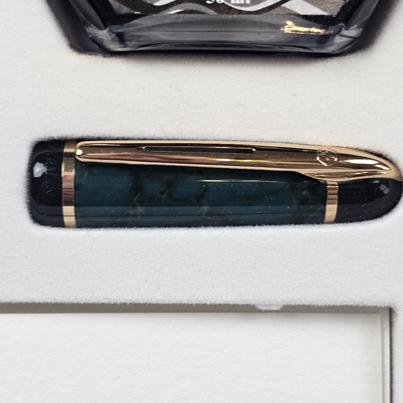 Waterman Phileas FP Set Green Marble GT Ink Fountain Pen NOS W/ Gift Box Boss - Picture 11 of 16